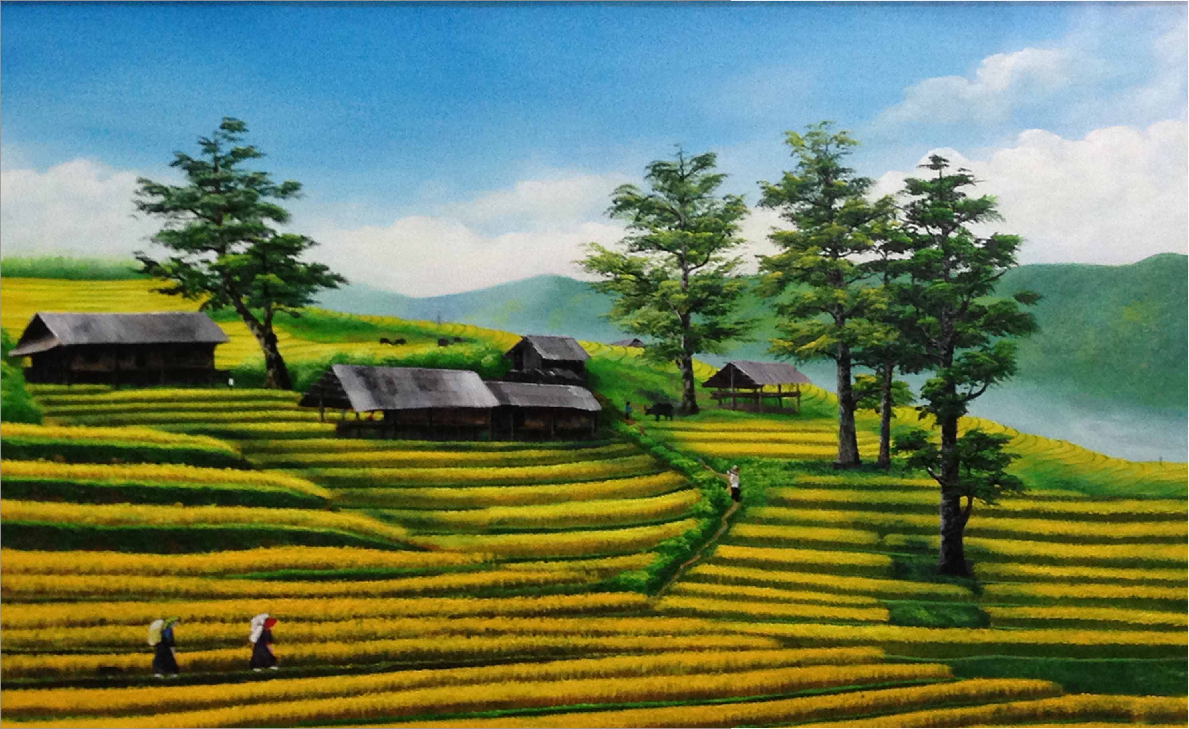 Tranh sơn dầu phong cảnh Tây Bắc Việt Nam - TSD281LHAR 6